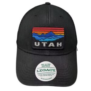Legacy Trucker Hat Black OS Utah Embroidered Patch Mesh Snapback Lo-Pro Curved